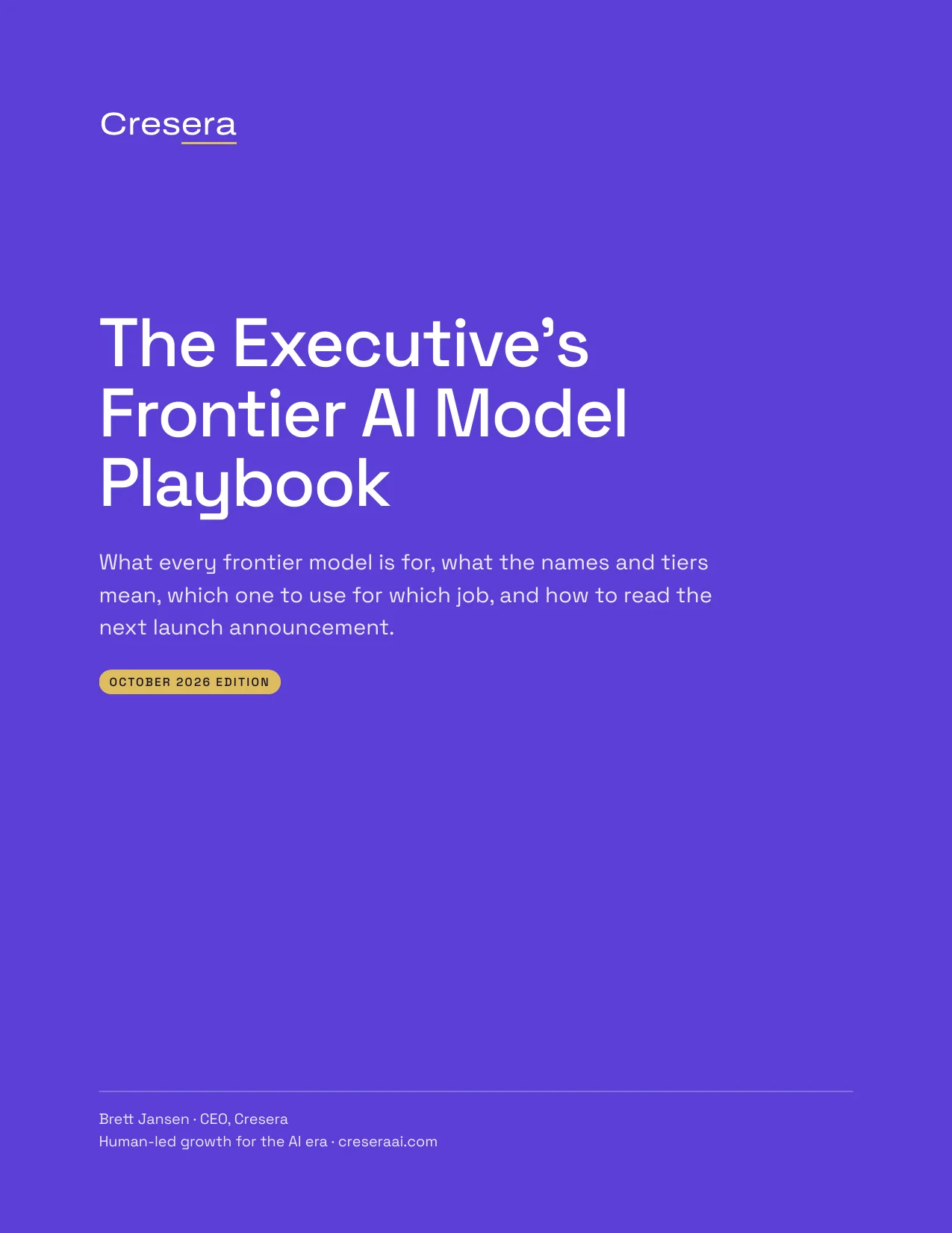 Cover of The Executive's Frontier AI Model Playbook, October 2026 edition